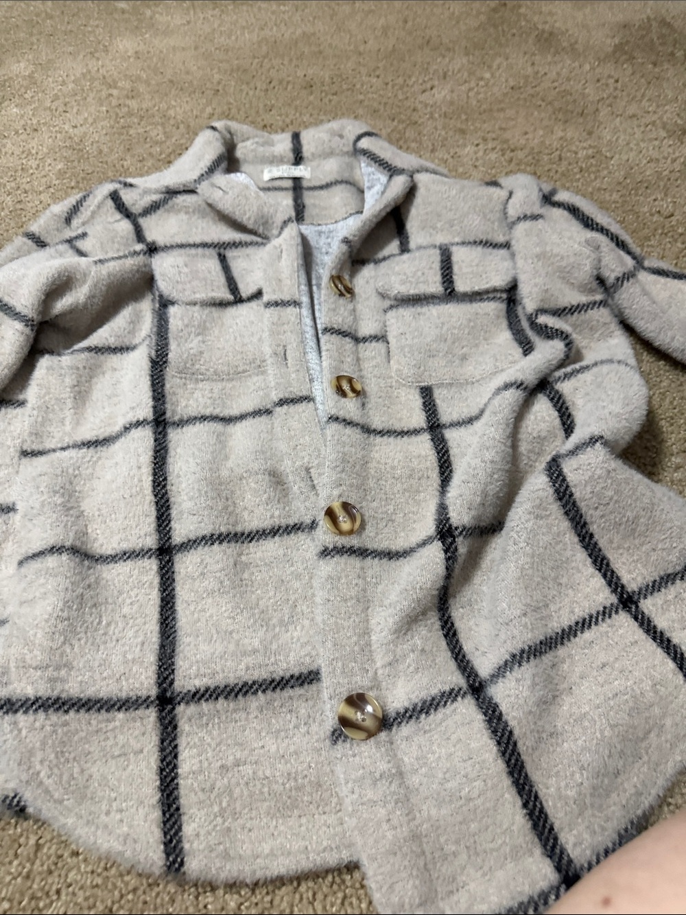 Z Supply Cream Plaid Shacket with Black Windowpane